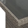 Detailansicht: Grauer vidaXL Gartentisch mit Poly Rattan und Glasplatte, Teil der Sofagarnitur.