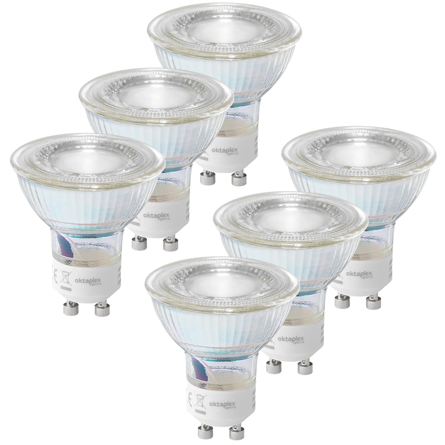 Oktaplex Lux GU10 6er Set LED Leuchtmittel 2700K Warmweiß 450lm 2,5W