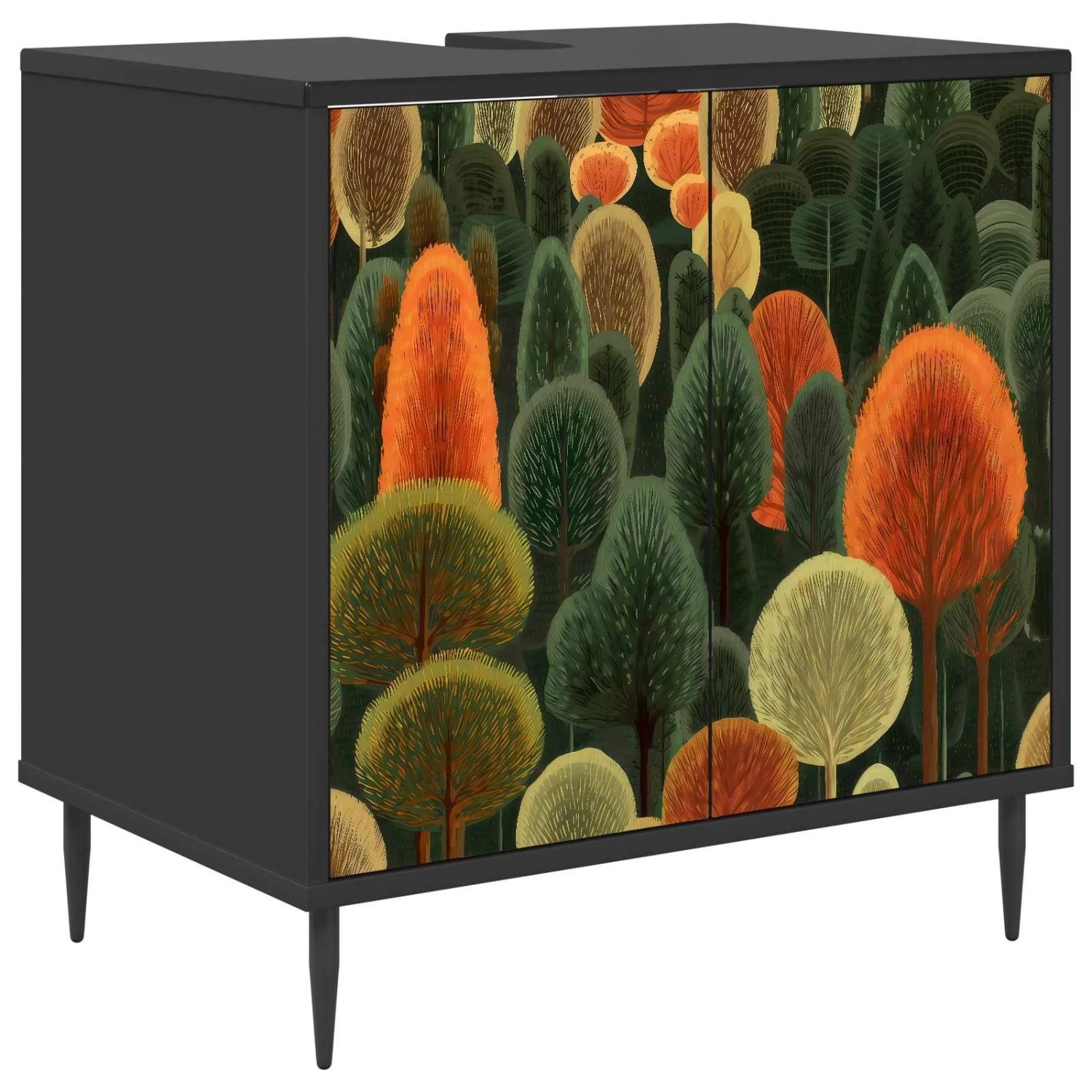 vidaXL Badezimmerschrank ZAANDAM Schwarz Eichen-Optik 60 x 40 x 61 cm 8007420