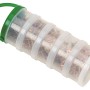 Senkkopf Spanplattenschrauben Ø 3,5x25 mm im transparenten Behälter mit grünem Griff.