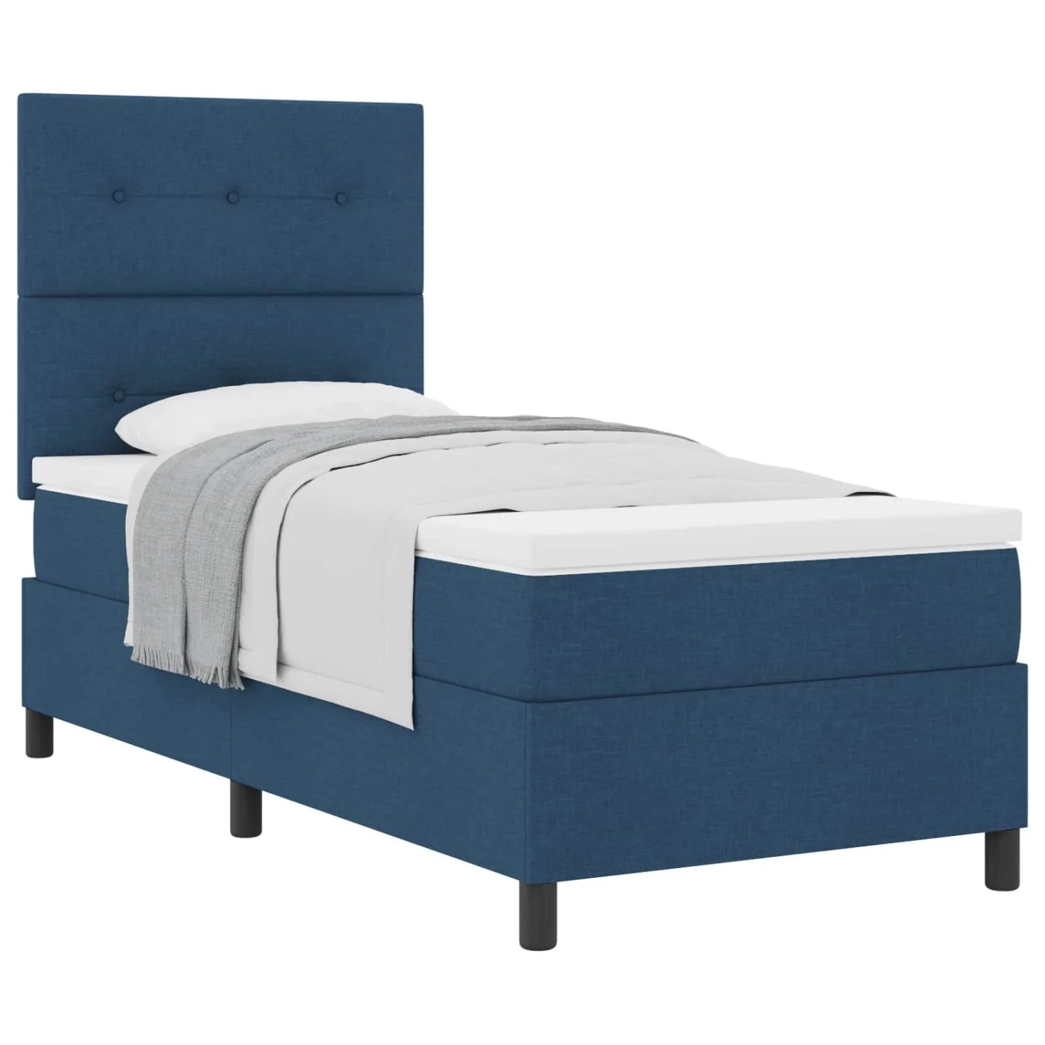 vidaXL Boxspringbett mit Matratze mit Kopfteil Blau 90 x 200 cm Stoff 3339363
