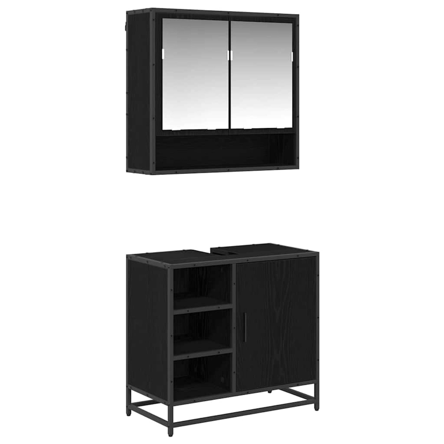 vidaXL Badezimmermöbel-Set 2-Tlg Schwarz Eichen-Optik Holzwerkstoff 3402556 günstig online kaufen