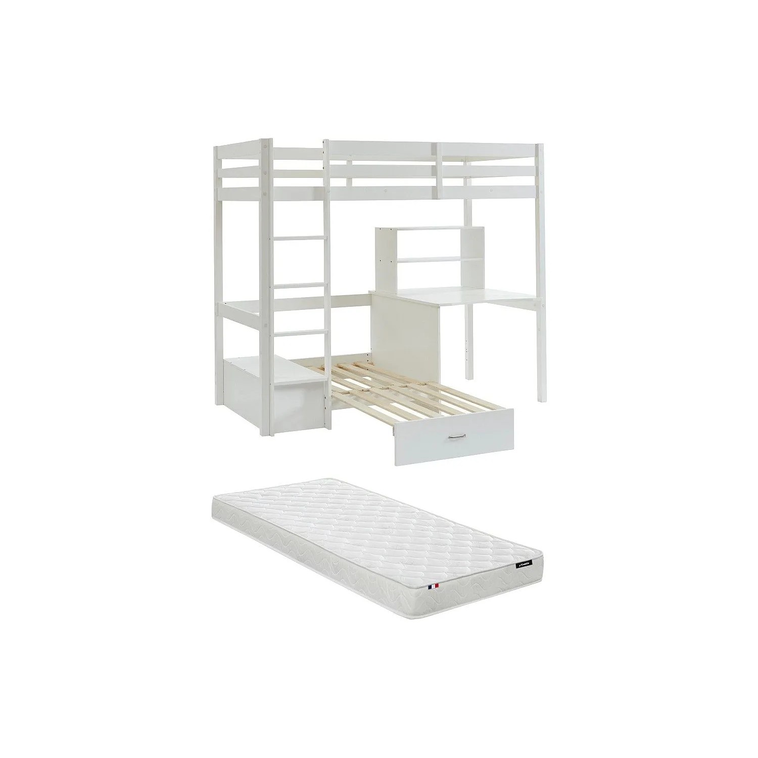 Vente-unique Hochbett Goliath Weiß 207.8 cm