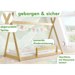 Erst-Holz Kinderbett Spielbett Tipi Bett 90 x 200 cm Kiefer Massiv Modell 27 ohne Zubehör