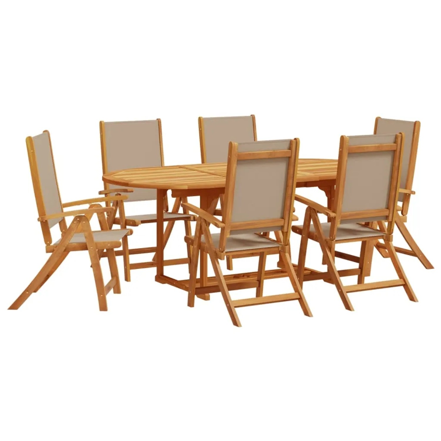 vidaXL 7-Tlg Garten-Essgruppe Massivholz Akazie und Textilene 3279315