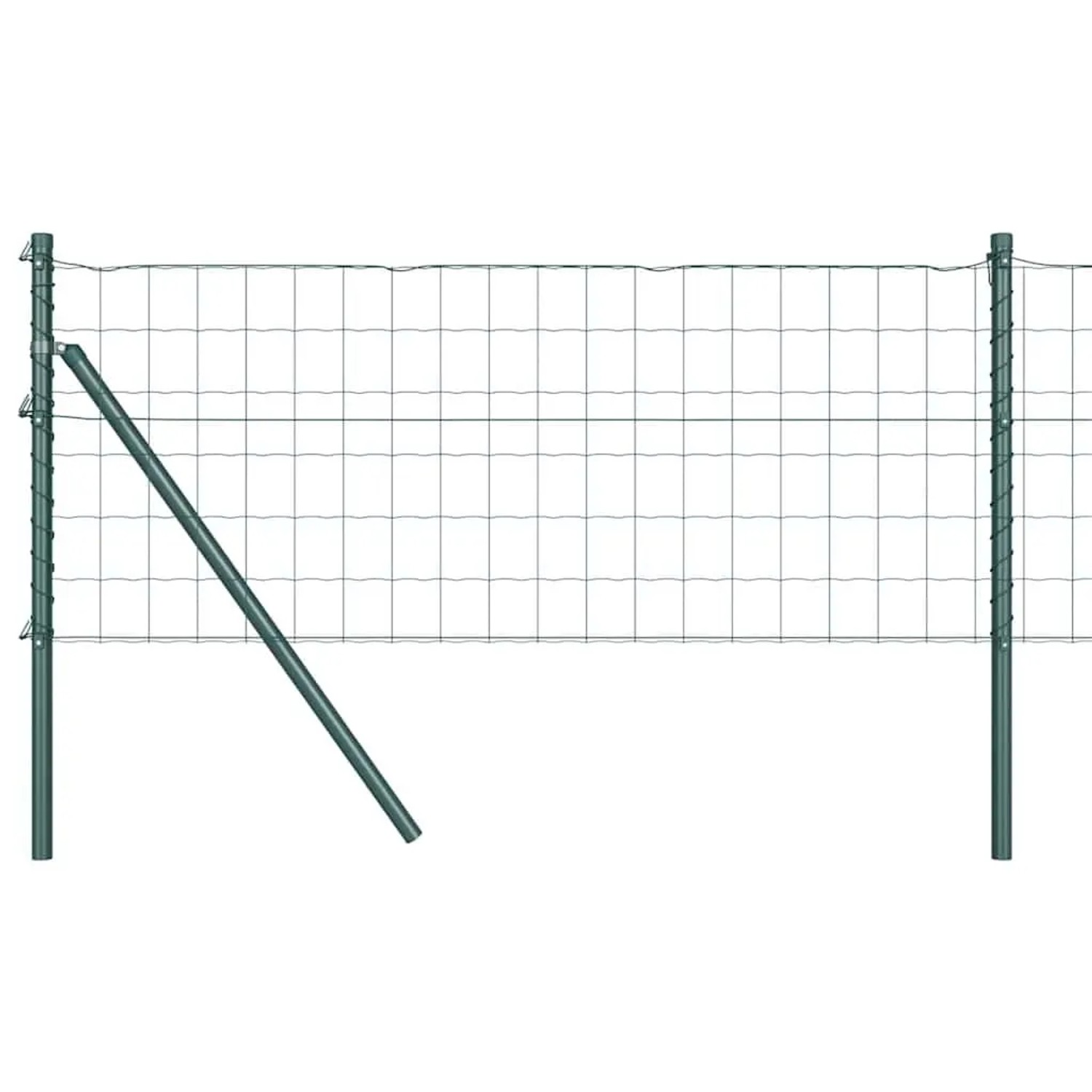 vidaXL Zaun mit Pfosten Grün 0,4 x 10 m Stahl und PVC 3350295