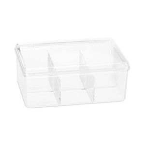 Relaxdays Teebox Kunststoff Transparent mit 6 Fächern 9 cm x 21,5 cm x 14,5 cm 0,25 kg