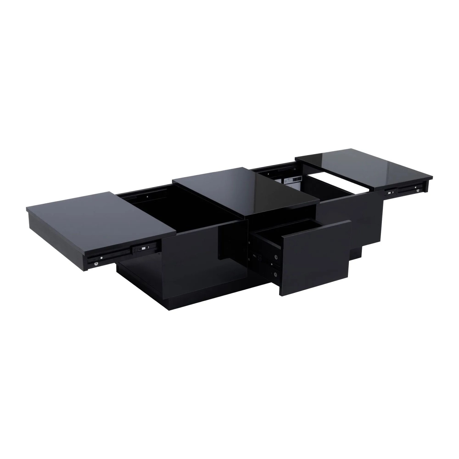 Okwish Couchtisch Rechteckig Mit Schubladen Und Schiebefach Wohnzimmertisch 100 × 50 Cm Schwarz