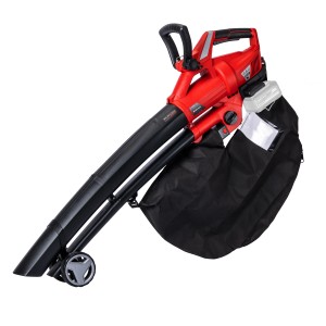 Einhell Akku-Laubsauger GE-CL 36 Li E Solo (18V, ohne Akku) mit Fangsack und Rädern.