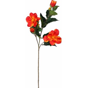 Dekorativer Hibiskuszweig in Orange, 76 cm, für stilvolle Deko-Arrangements.