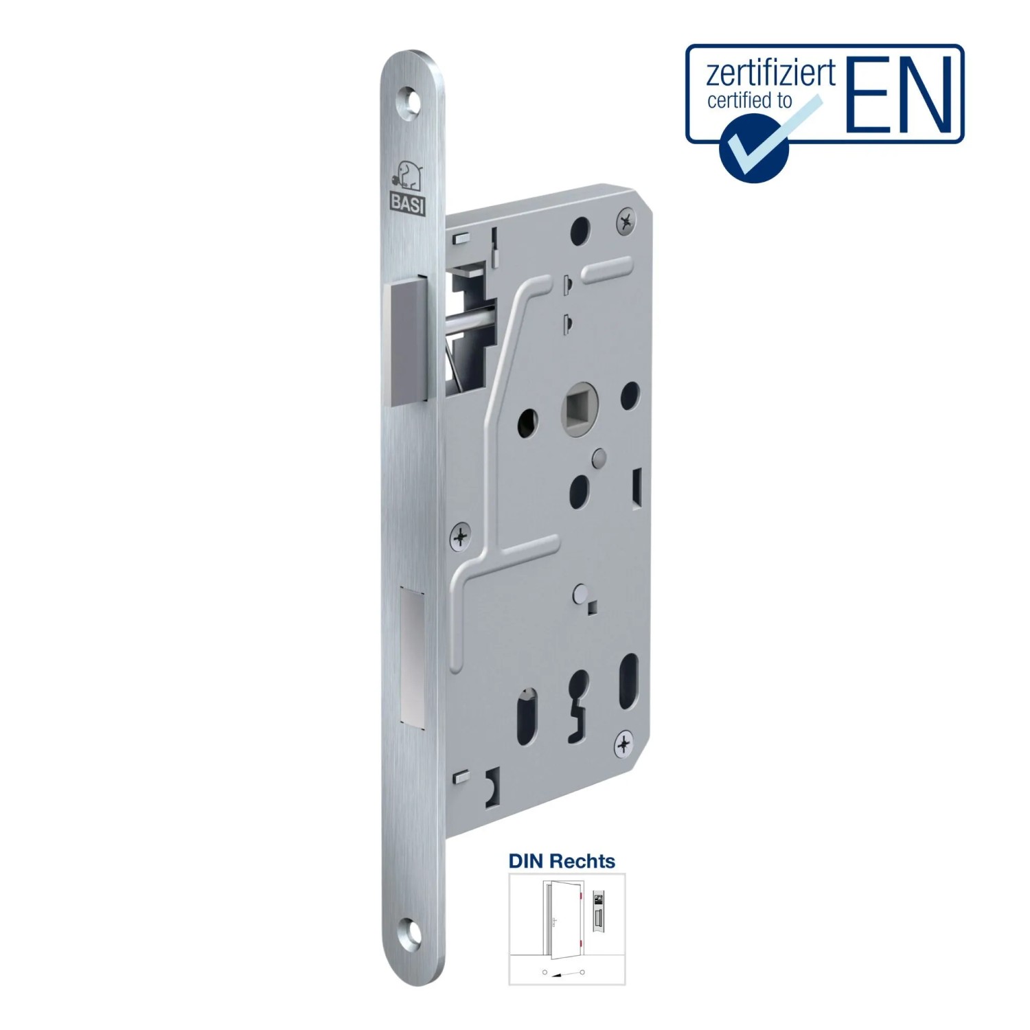 BASI Zimmertürschloss ES 927 BB DIN Rechts, Edelstahl, 3er Set für Innentüren.