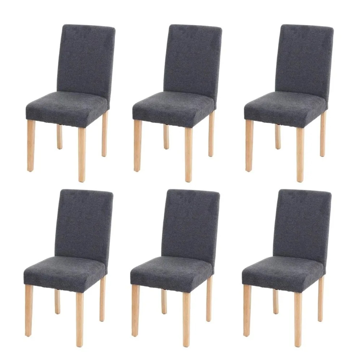 MCW Esszimmerstuhl Littau 6er-Set Textil Anthrazitgrau Helle Beine