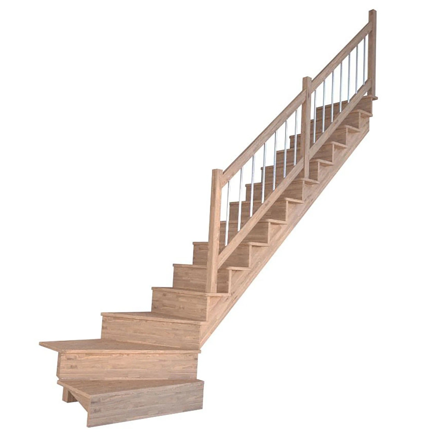 Treppe Lindos Pro Eiche Gew. R 100 cm Setzstufen Holz-Edelstahl-Geländer FS günstig online kaufen
