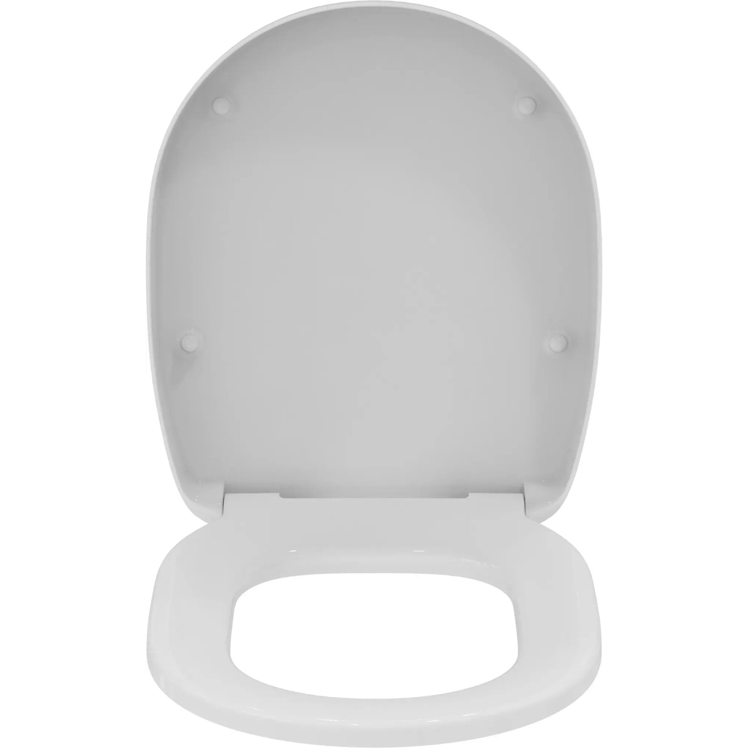 Weißer Ideal Standard Connect WC-Sitz mit Softclosing Funktion, geöffnet.
