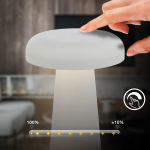 Brilo Akku Tischleuchte Cloud, lichtgrau, dimmbar mit Touch-Funktion. Design-Tischlampe für Innen und Außen.