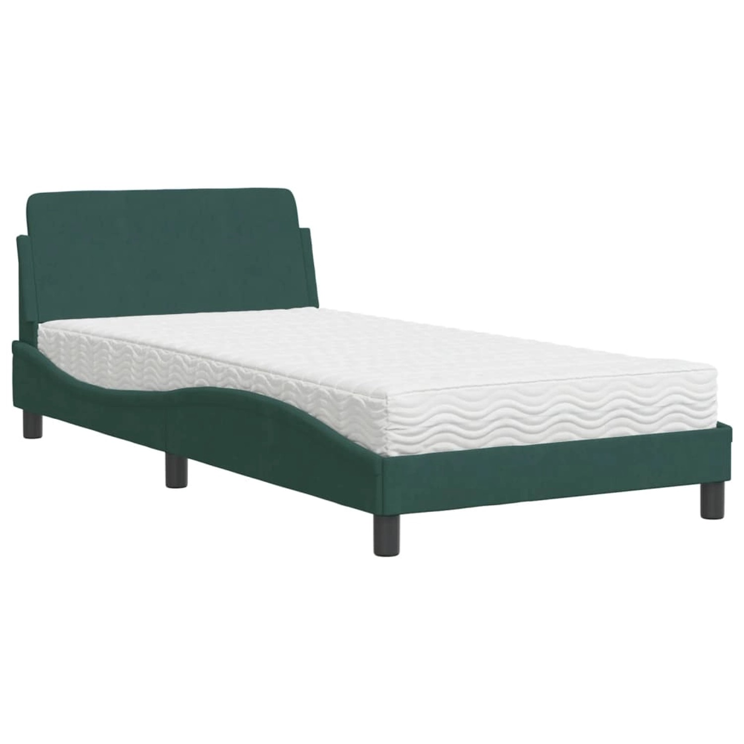 vidaXL Bett mit Matratze Dover Dunkelgrün 100x200 cm Samt 3208354