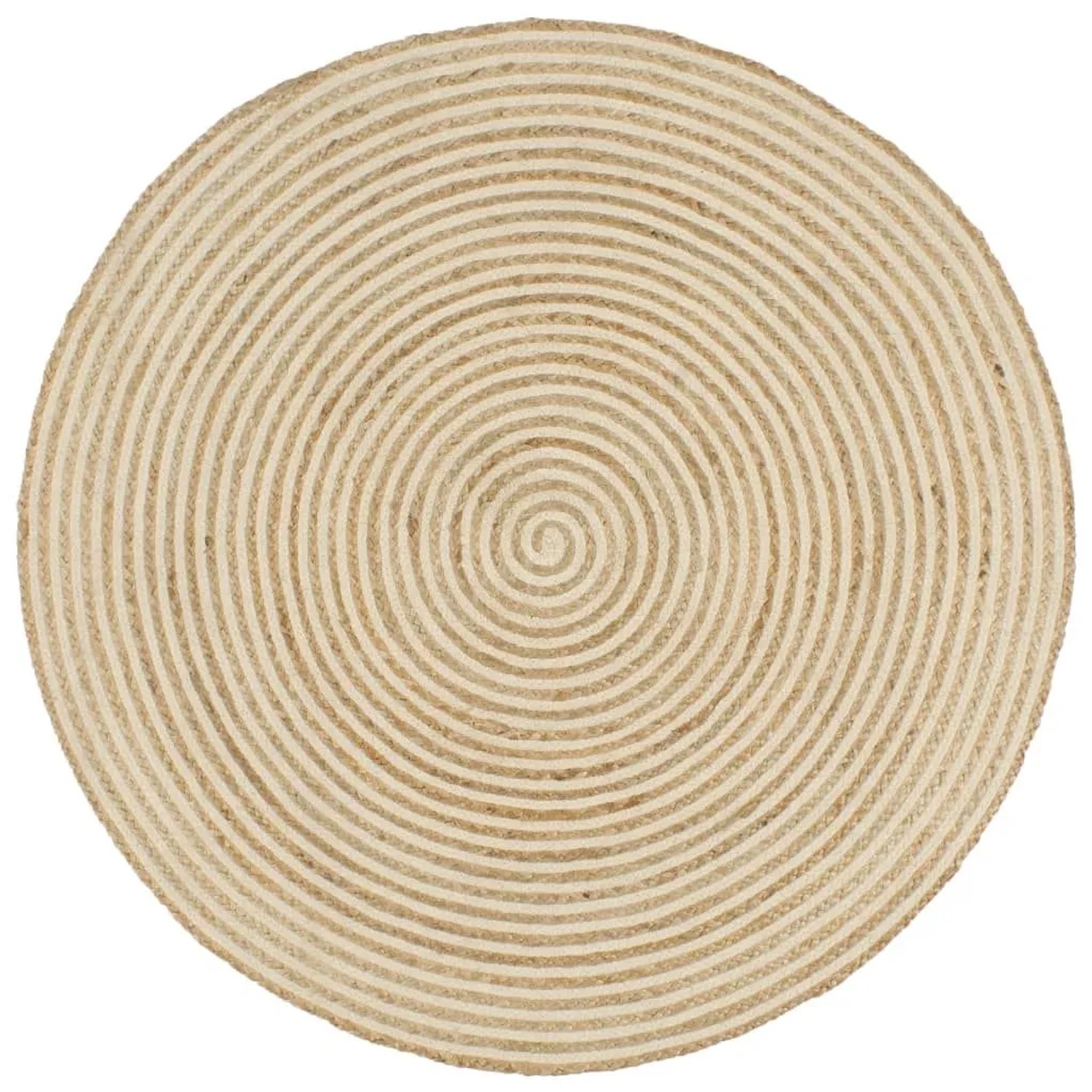 vidaXL Teppich Handgefertigt Jute mit Spiralen-Design Weiß 90 cm 133716