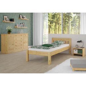 Erst-Holz Stabiles Einzelbett 90 x 200 cm Holzbett Kiefer Massiv mit Sprossen Rollrost inkl.