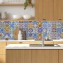 MySpotti Küchenrückwand Profix Cucina Pablo Fliesen, blau-gelbes Fliesendesign, 100x60 cm.