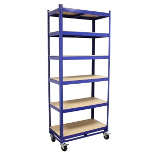 Blauer TRUTZHOLM Etagenwagen mit 6 Ebenen und Rollen. Traglast 900kg.