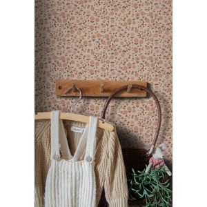ESTAhome Vliestapete mit Blumenmuster in Terrakottarosa, geeignet für Kinderzimmer.