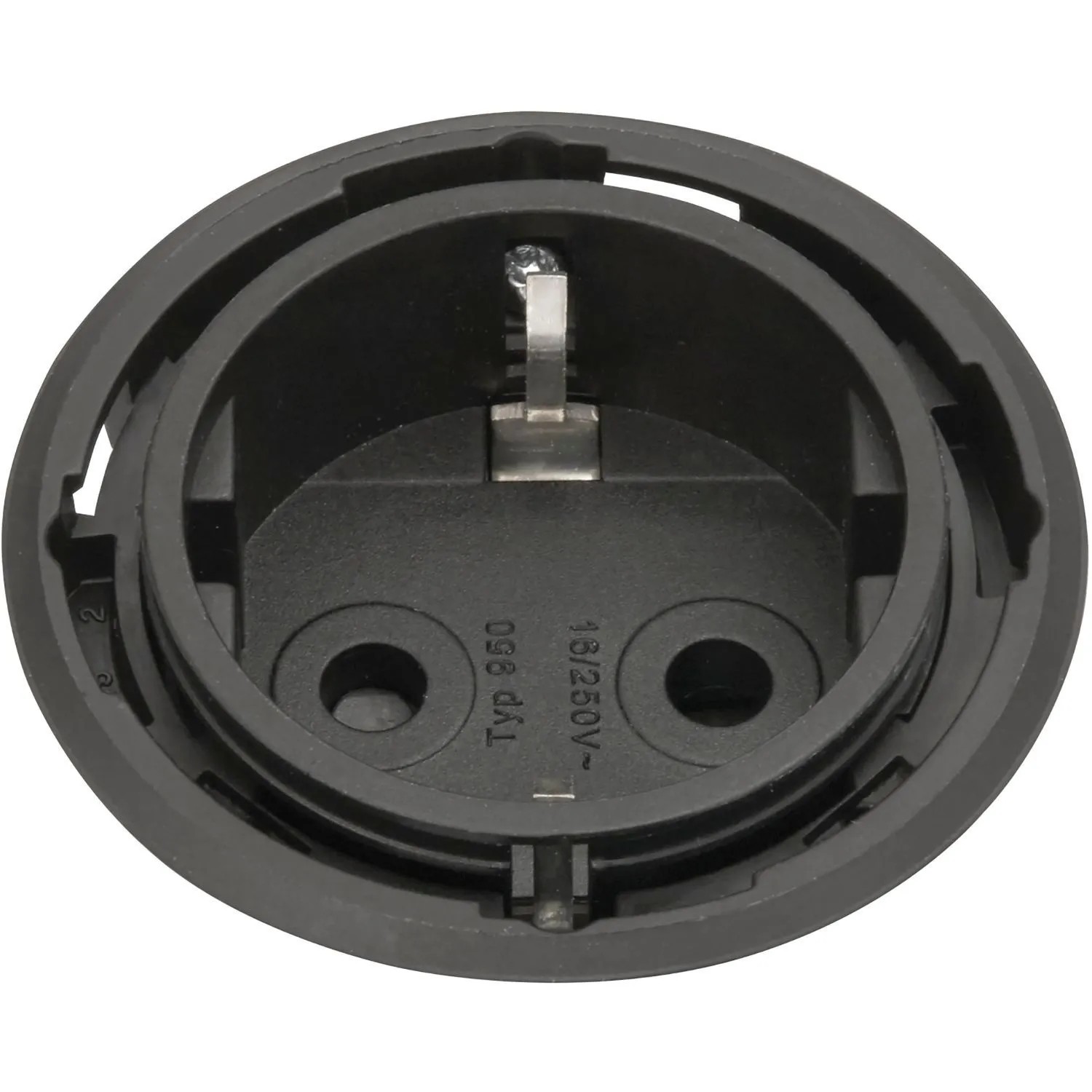 Evoline One Steckdose ohne Abdeckring ø 59 mm mit Winkelstecker Schwarz