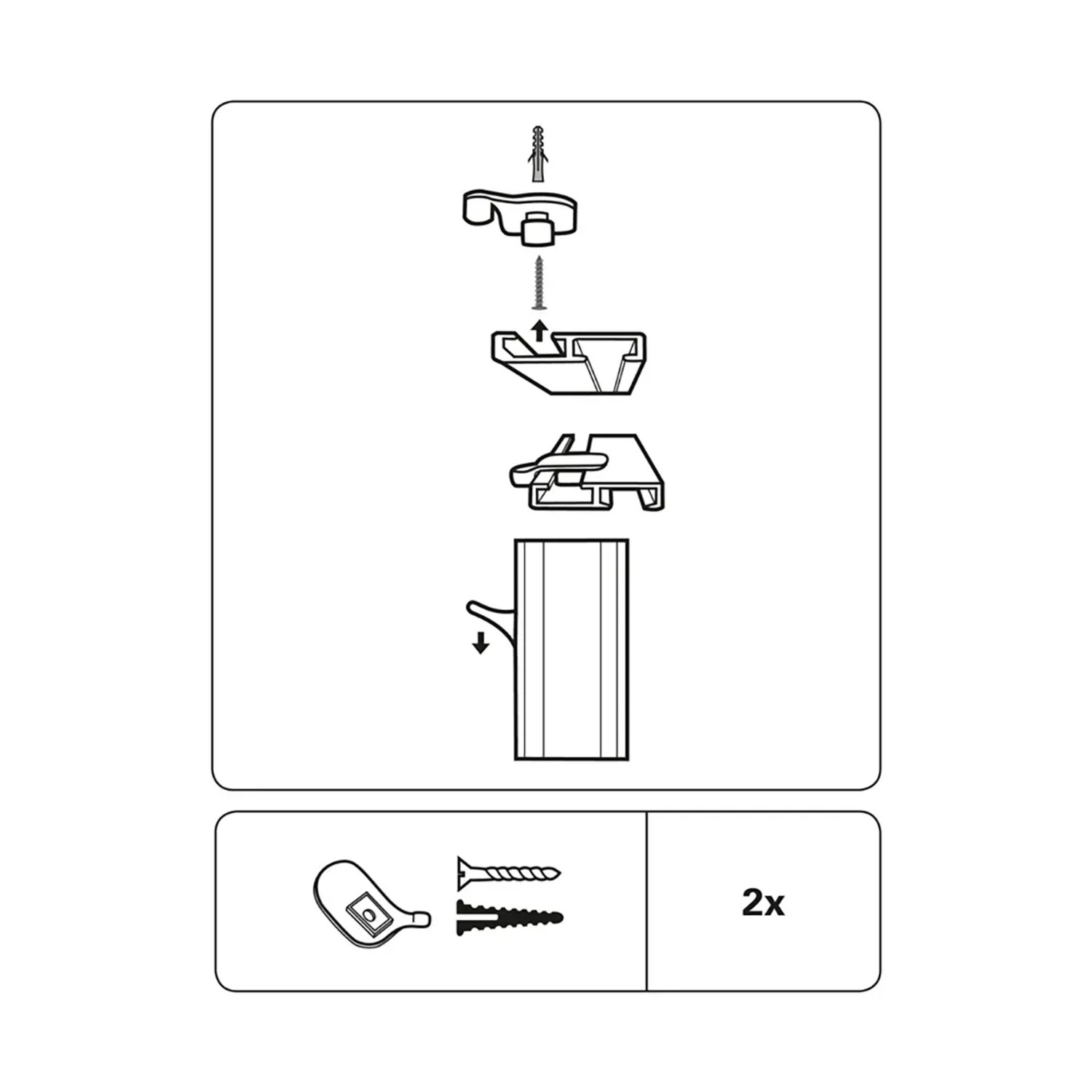 Montageanleitung Gardinia Deckenträger für 1-läufige Vorhangschiene, 2er-Pack.