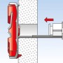 Illustration: Fischer Duotec Kippdübel 12, Montage in Gipskartonwand.