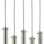 Moderne 5-flammige Pendelleuchte Glasini in Schwarz Matt mit zylindrischen Glasschirmen.