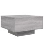 Moderner, grauer Couchtisch mit LED-Beleuchtung, Sonoma Eiche Optik, 55x55 cm. Ideal für Wohnzimmer.