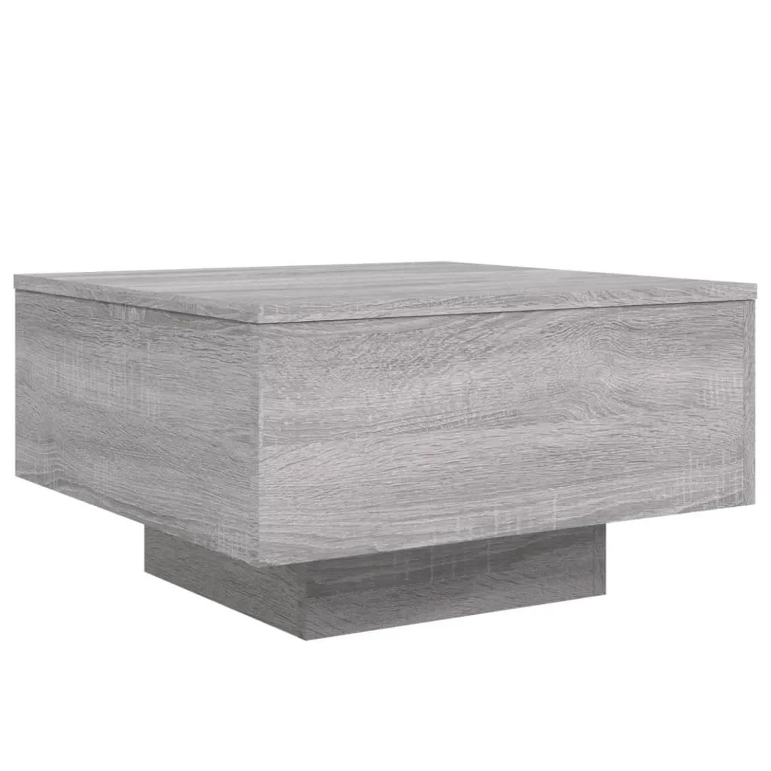 Moderner, grauer Couchtisch mit LED-Beleuchtung, Sonoma Eiche Optik, 55x55 cm. Ideal für Wohnzimmer.
