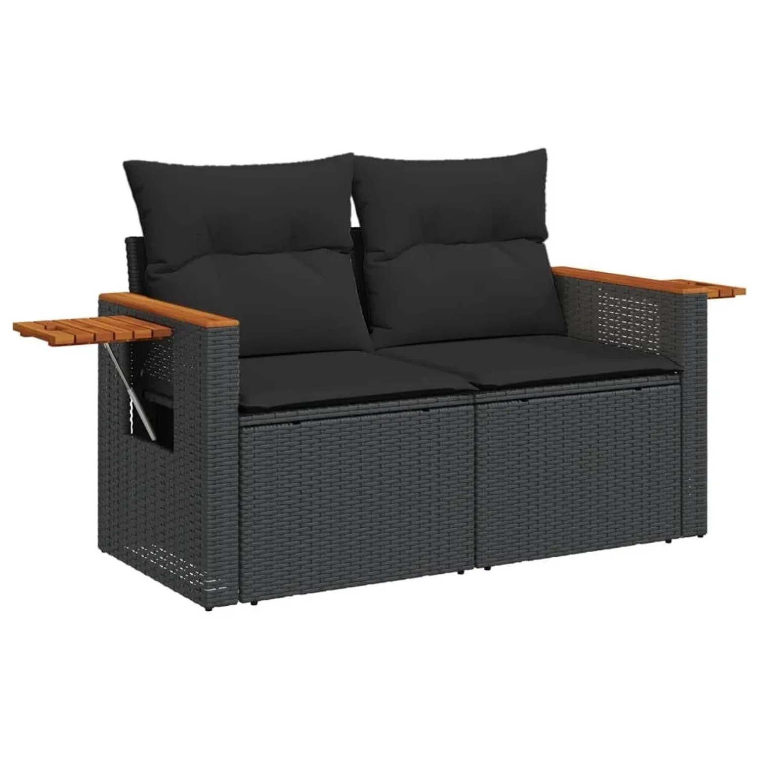 vidaXL Gartensofa mit Kissen 2-Sitzer Schwarz Poly Rattan 365978 günstig online kaufen