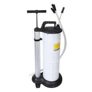 Wiltec manueller Fluidextraktor 9L Vakuumabsaugpumpe für Ölwechsel. Weißer Tank, schwarzer Griff, inkl. Absaugschläuche.