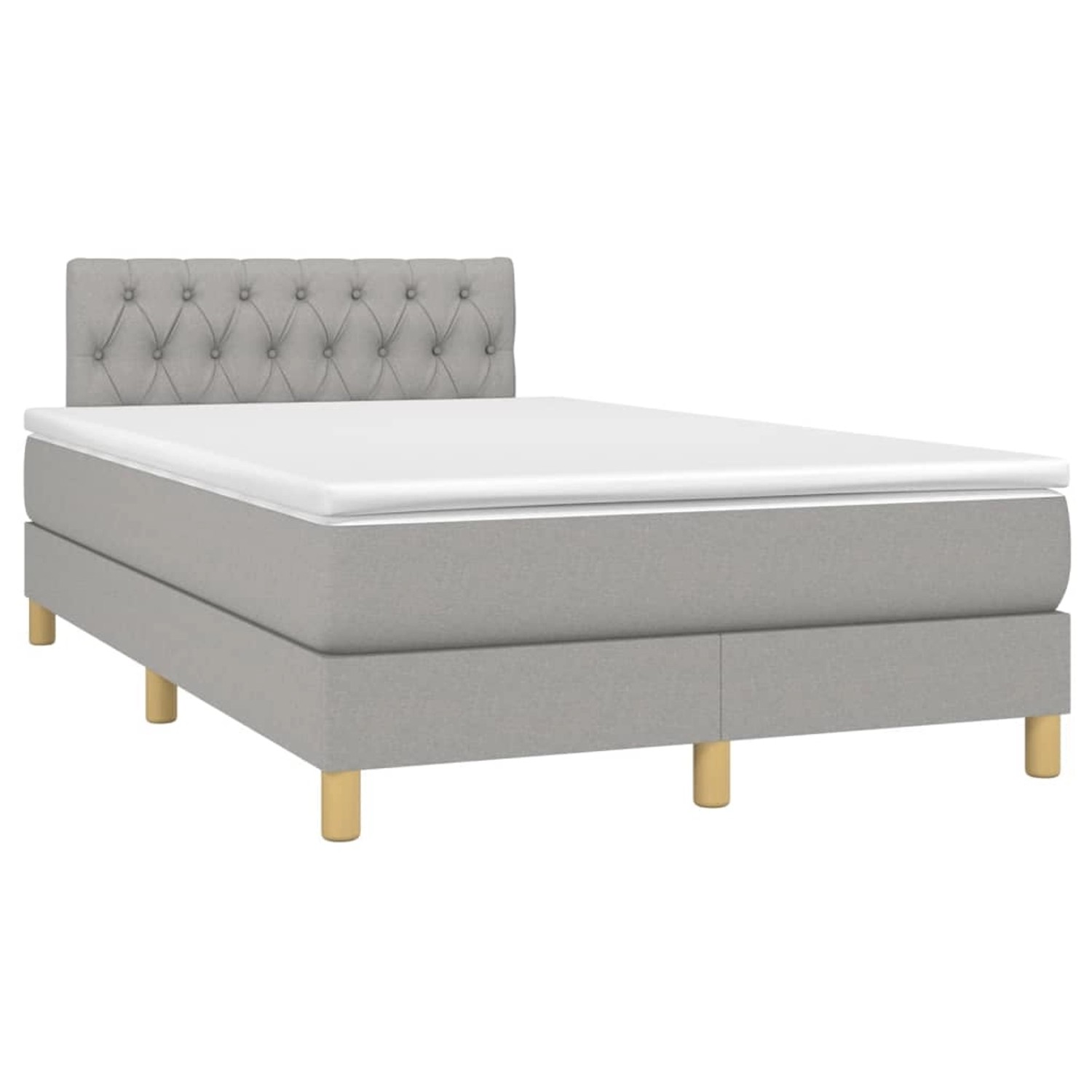 vidaXL Boxspringbett mit Matratze & LED Hellgrau 120x200 cm Stoff 3133941 günstig online kaufen