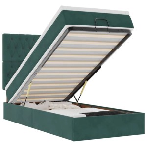 vidaXL Ottoman-Bett mit Matratzen & LEDs Dunkelgrün 90x190 cm Samt 3314363