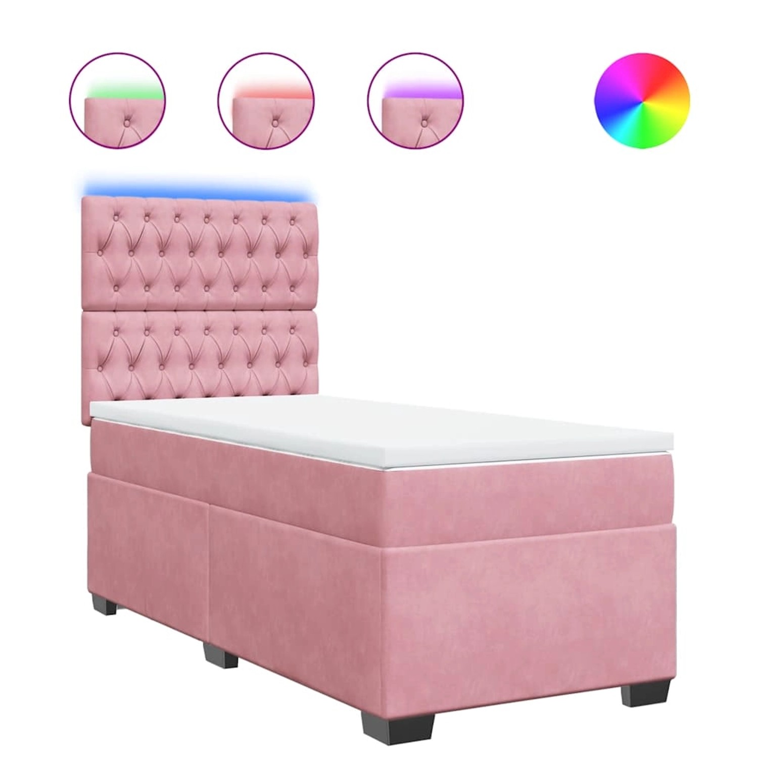vidaXL Boxspringbett mit Matratze Rosa 80x200 cm Samt 3293073 günstig online kaufen