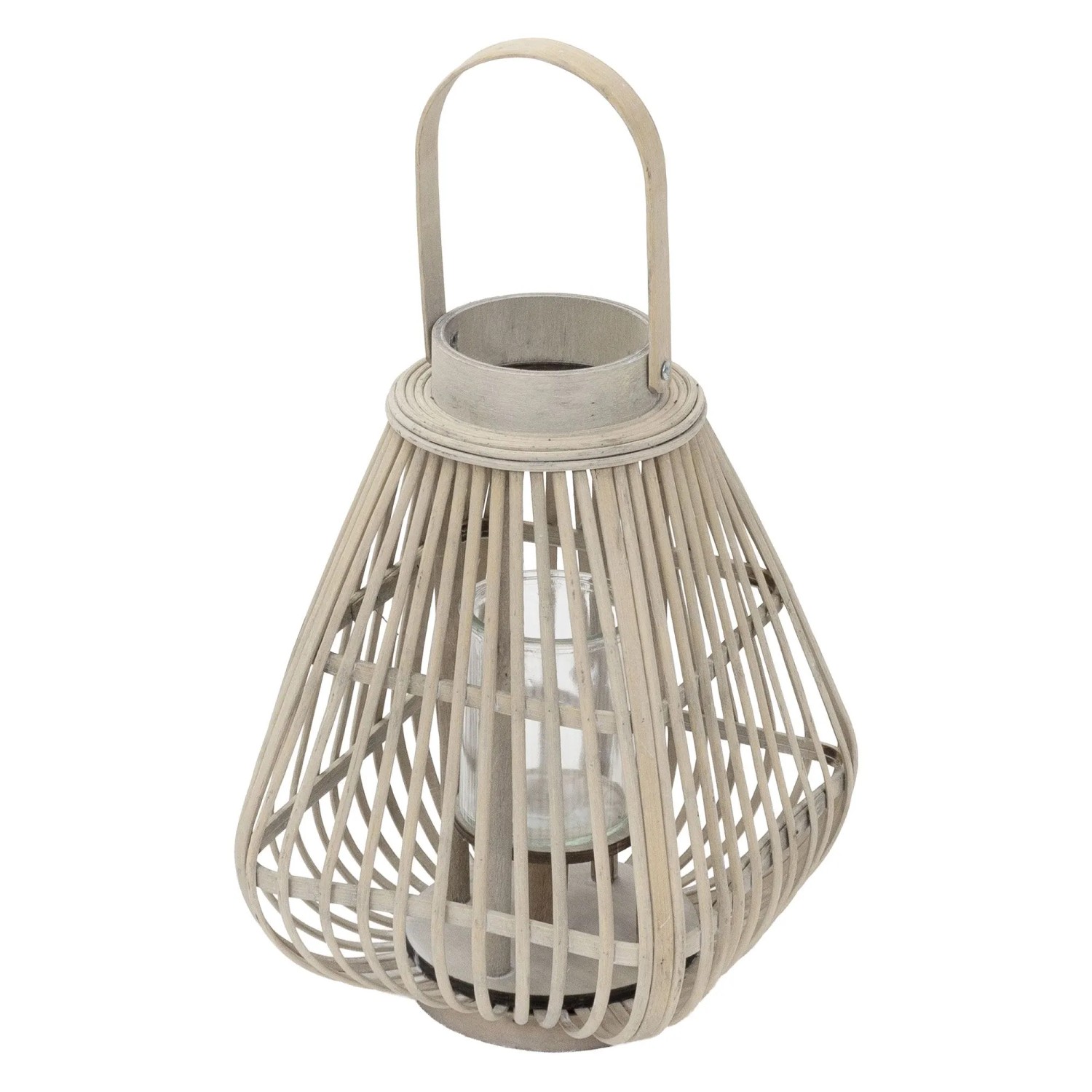 ECD Germany Bambus Laterne H 42,5 cm Holzfarbe Boho Stil
