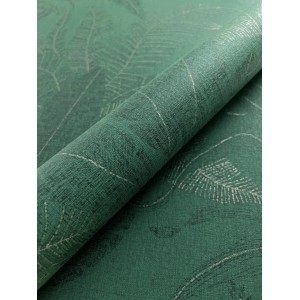 Gerollte Newroom Vliestapete Niama Dark Green mit modernem Dschungel-Blättermuster. Dekorative grüne Tapete.