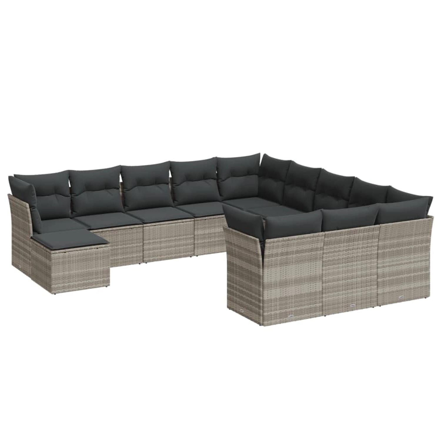 vidaXL 12-Tlg Garten-Sofagarnitur mit Kissen Hellgrau Poly Rattan 3250471 günstig online kaufen