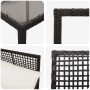 Detailansichten der vidaXL Garten Essgruppe, 9-teilig, aus schwarzem Poly Rattan mit Tischplatte aus Glas.