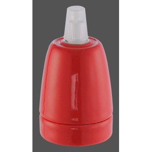 Rote E27 Lampenfassung für Retro-Look, kombinierbar mit Textilkabel.