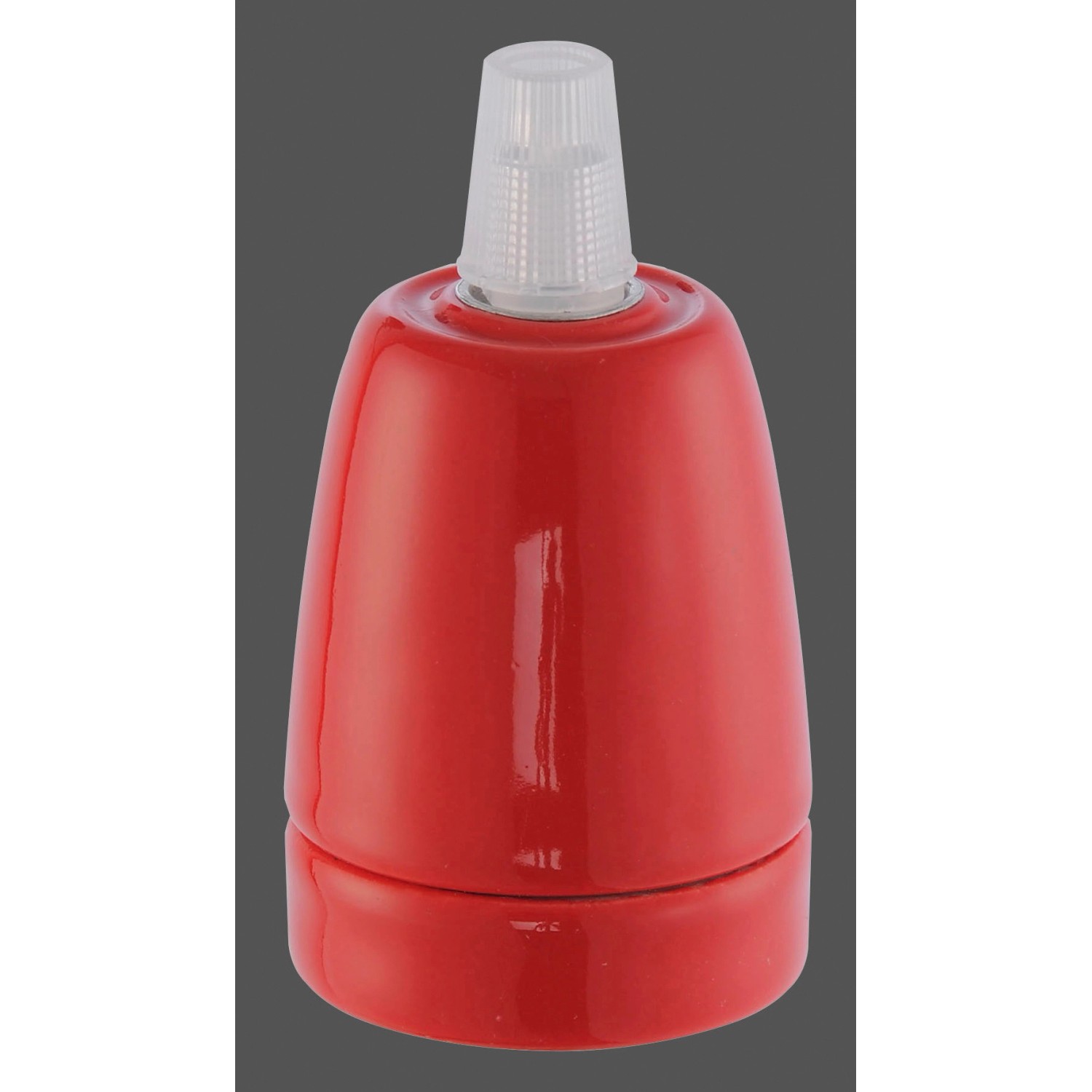 Rote E27 Lampenfassung für Retro-Look, kombinierbar mit Textilkabel.
