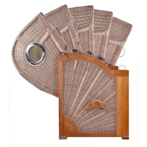 GarWoh Strandkorb Rantum Teak mit PE-Geflecht Dessin 505, verstellbarer Oberkorb.