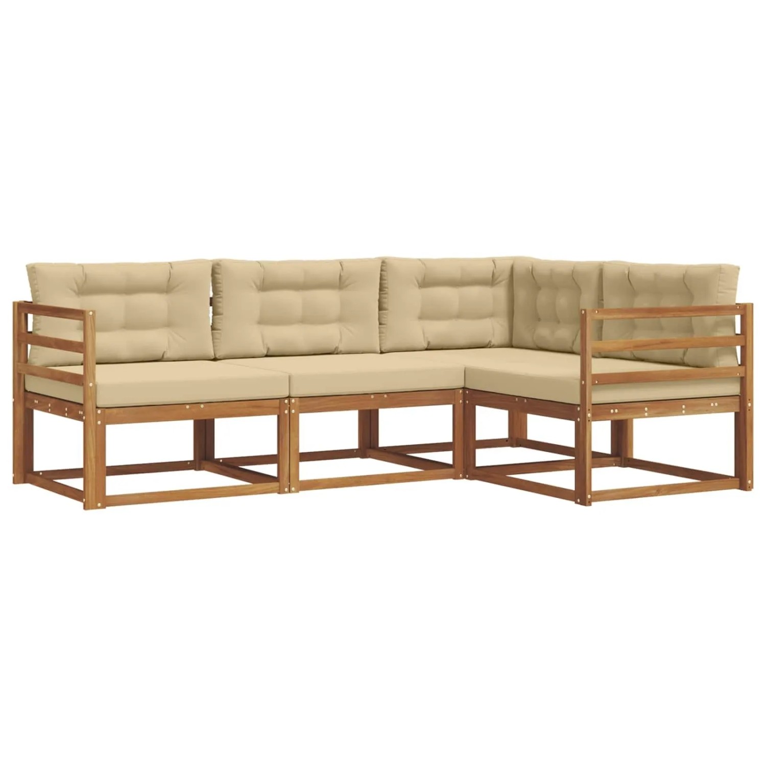 vidaXL Outdoor-Sofagarnitur mit Kissen 4-Tlg Natur und Beige 3367496