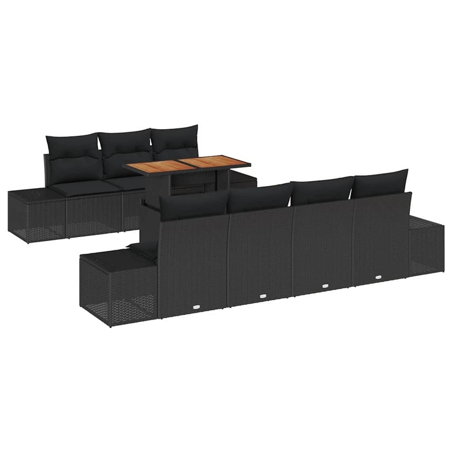 vidaXL Garten-Sofa-Set mit Speicher 8-Tlg Schwarz Poly Rattan 3358662 günstig online kaufen