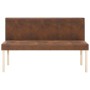Braune vidaXL Sitzbank (139,5 cm) in Wildleder-Optik mit hellem Holzgestell.