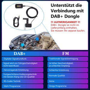 Junsun Autoradio für Opel Meriva, Vivaro, Zafira B mit Zubehör und DAB+ Informationen.