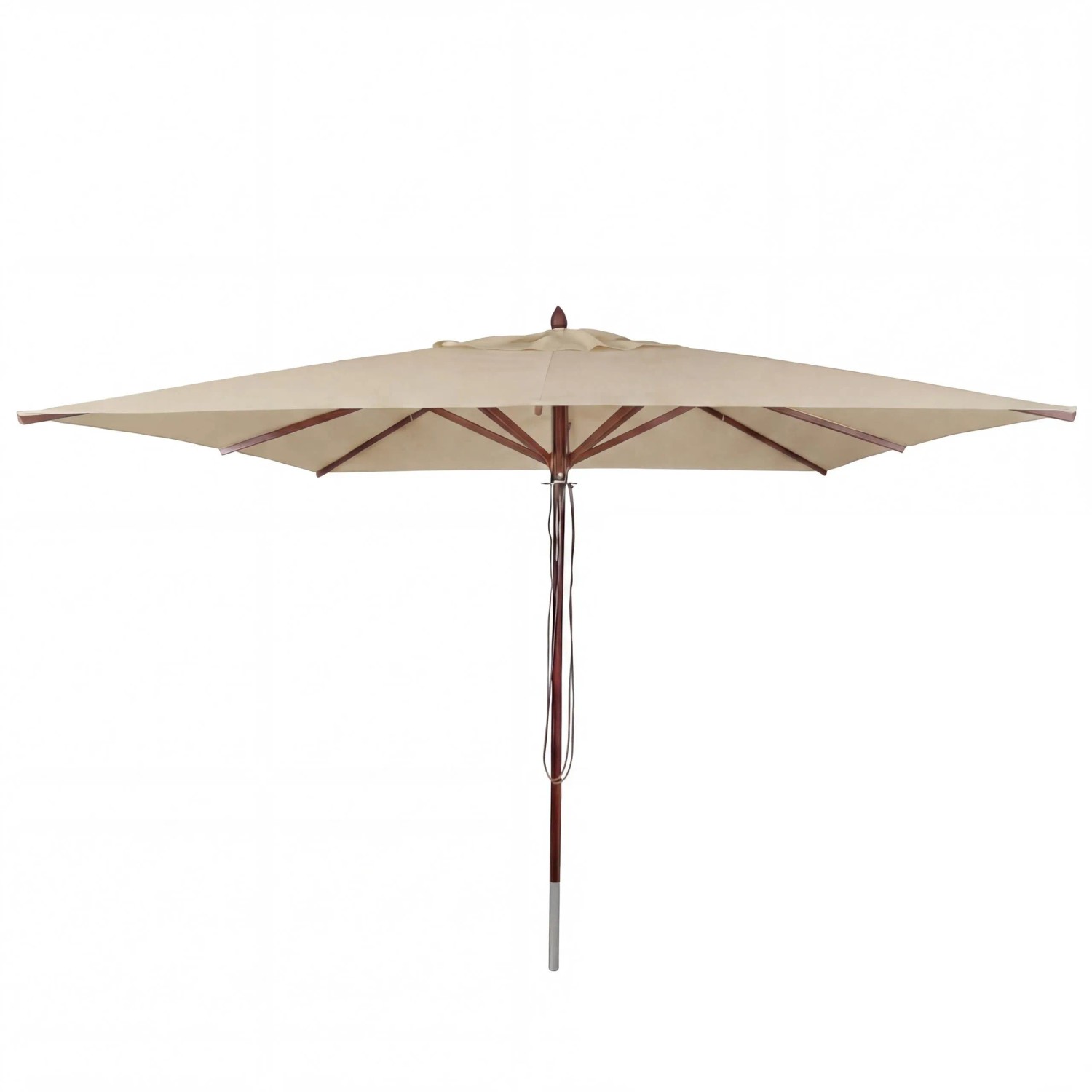 MCW Gastronomie Holz-Sonnenschirm C57b Eckig 3x3m Seilzug Stoßsicher Creme