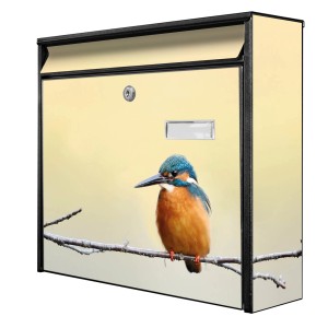 Banjado Briefkasten Schwarz mit Vogelmotiv, inkl. Montagematerial und 2 Schlüsseln.