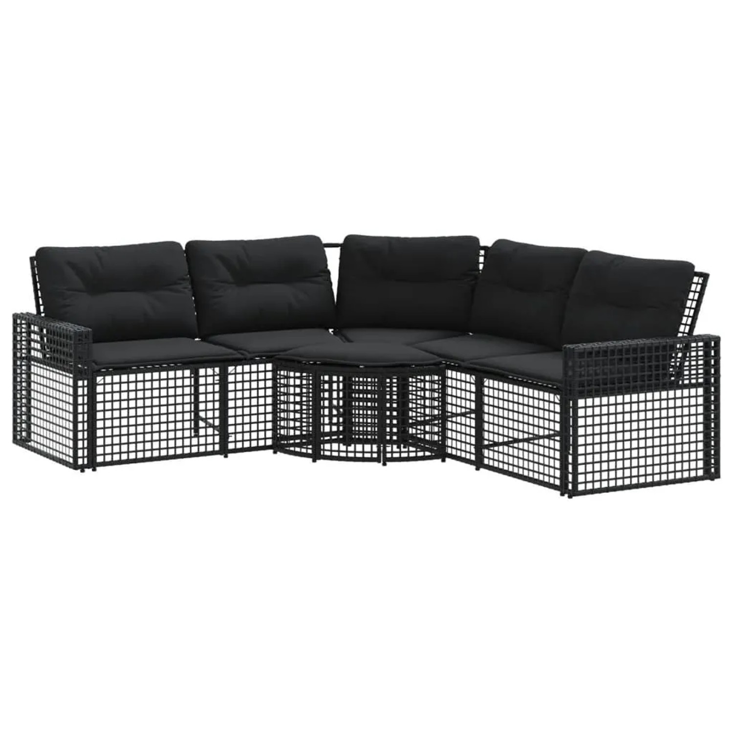 vidaXL Gartensofa in L-Form mit Kissen und Fußbank Schwarz Poly Rattan 3658 günstig online kaufen